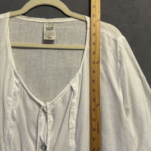 Match Point Linen Button Up Tunic Top Size L White Beachy Coastal Lagenlook USA - Picture 6 of 8